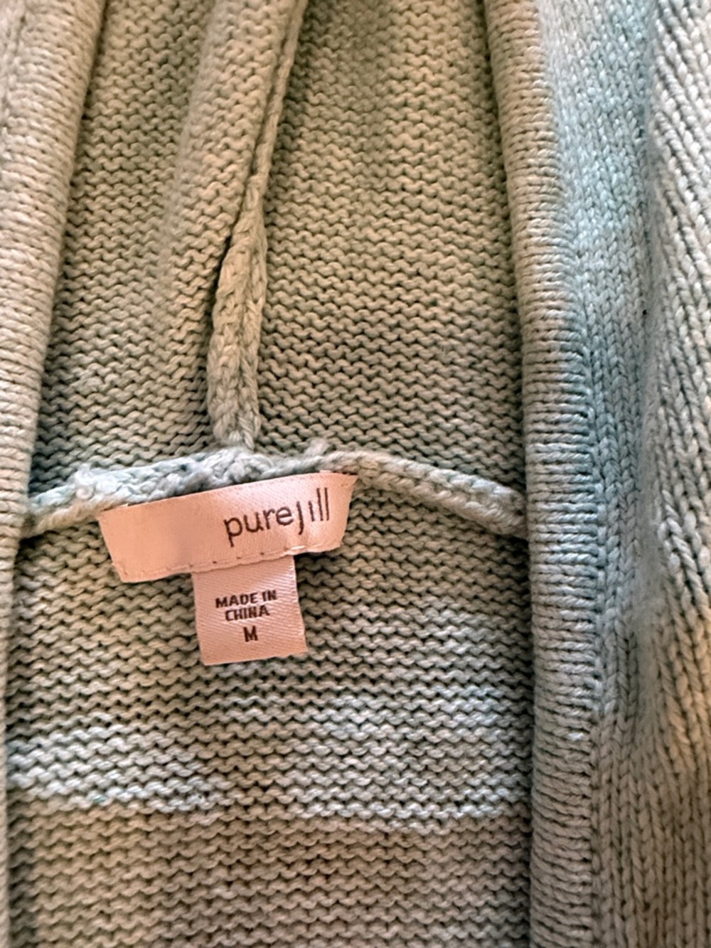 J. Jill Light Aqua Hooded Open Cardigan Sweater - Picture 2 of 3